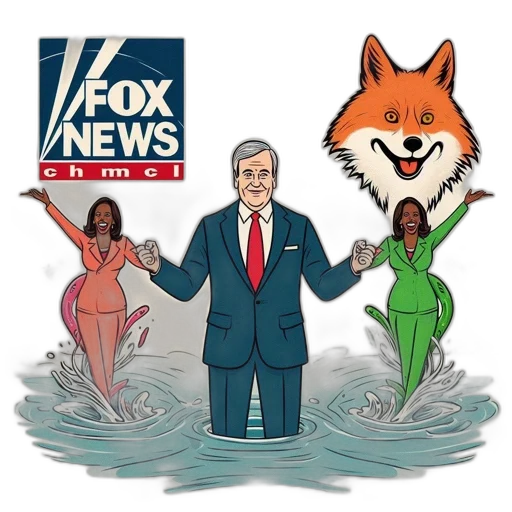 cartoon, underwater, man, resembling, news, anchor, stands, waist-deep transparent PNG cut-out