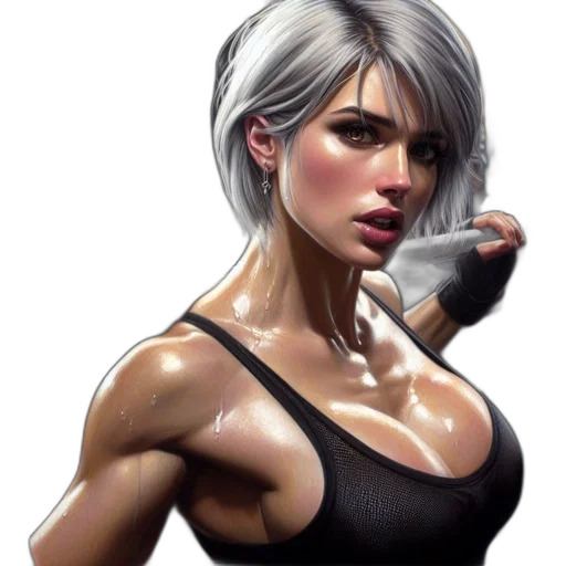 face, weapon, comic book art, concept art, photorealistic, fantasy art, determined, female transparent PNG cut-out