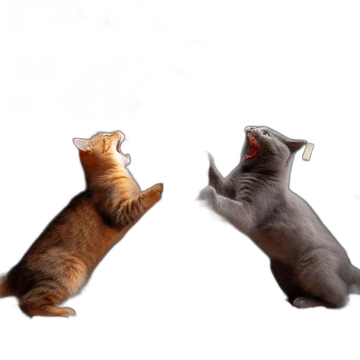 animal, 3d render, photorealistic, concept art, fire, outer space, two, cats transparent PNG cut-out