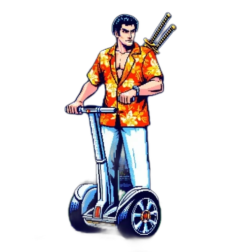 robot, weapon, staff, car, vaporwave, concept art, cartoon, pixel art transparent PNG cut-out