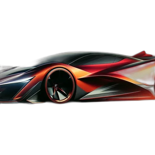car, concept art, 3d render, photorealistic, striking, red, futuristic, featuring transparent PNG cut-out