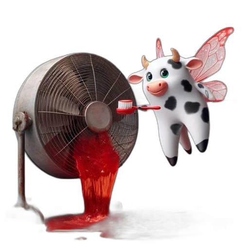 creature, animal, 3d render, concept art, photorealistic, fire, cow, butterfly transparent PNG cut-out
