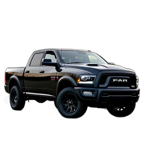photorealistic, black, pickup, truck, parked, driveway transparent PNG cut-out