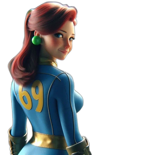 3d render, concept art, comic book art, fantasy art, animated, female, character, red transparent PNG cut-out