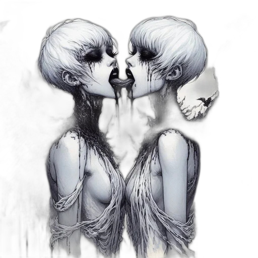 mask, concept art, fantasy art, pencil sketch, photorealistic, monochrome, dark, two transparent PNG cut-out
