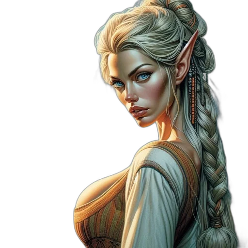 dragon, fantasy art, comic book art, concept art, pixel art, majestic, elf-like, female transparent PNG cut-out