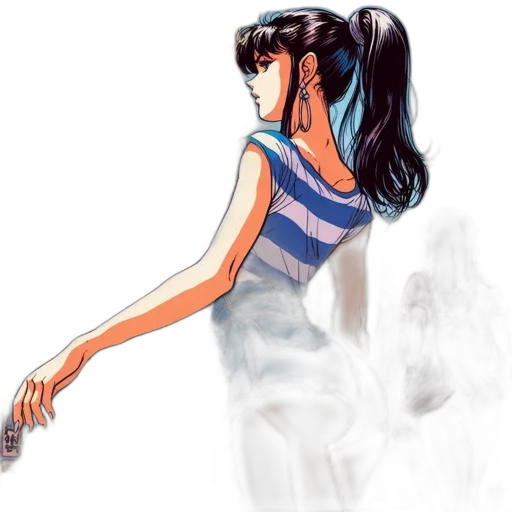 dress, concept art, watercolor, comic book art, vaporwave, neon lights, fire, outer space transparent PNG cut-out