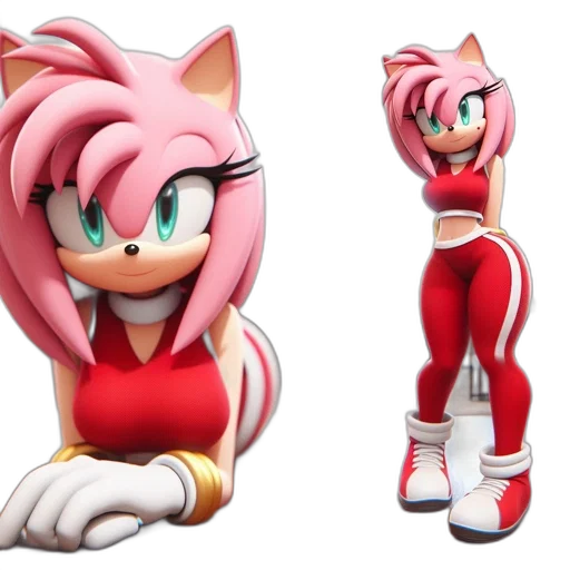 3d render, concept art, anime, pixel art, red, animated, character, female transparent PNG cut-out
