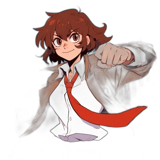 staff, jacket, weapon, concept art, anime, cartoon, pixel art, red transparent PNG cut-out