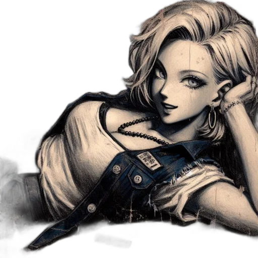 jewelry, comic book art, fantasy art, concept art, cartoon, monochrome, dark, anime transparent PNG cut-out