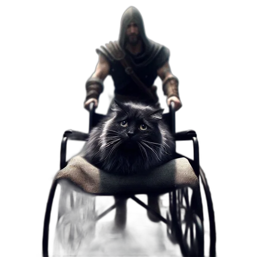 animal, creature, weapon, concept art, fantasy art, pixel art, photorealistic, hooded transparent PNG cut-out
