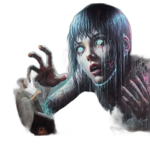 creature, robot, concept art, fantasy art, comic book art, cyberpunk, underwater, neon lights transparent PNG cut-out