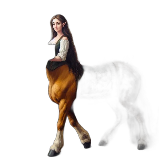 animal, dress, hair, creature, fantasy art, concept art, photorealistic, oil painting transparent PNG cut-out