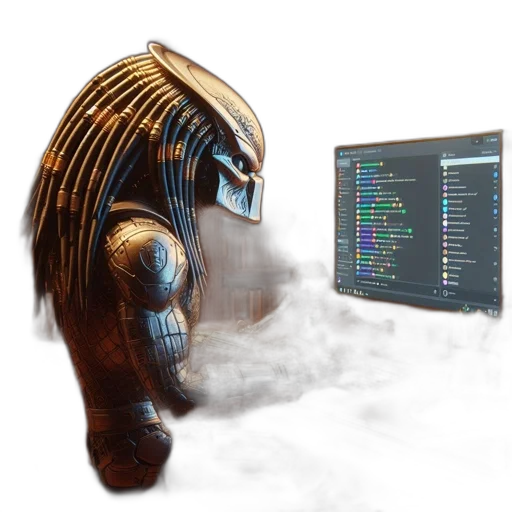 mask, robot, weapon, furniture, 3d render, concept art, cyberpunk, fantasy art transparent PNG cut-out