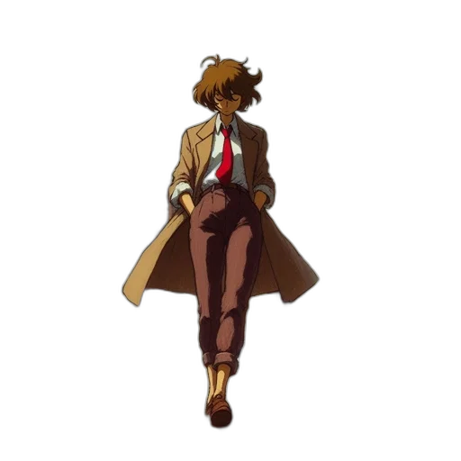 staff, jacket, hat, umbrella, concept art, pixel art, anime, comic book art transparent PNG cut-out