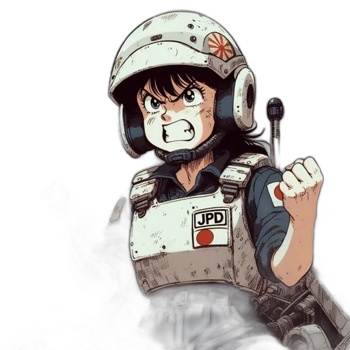 weapon, face, robot, mask, concept art, anime, watercolor, comic book art transparent PNG cut-out