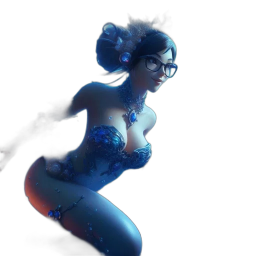 dress, robot, concept art, fantasy art, comic book art, 3d render, underwater, outer space transparent PNG cut-out