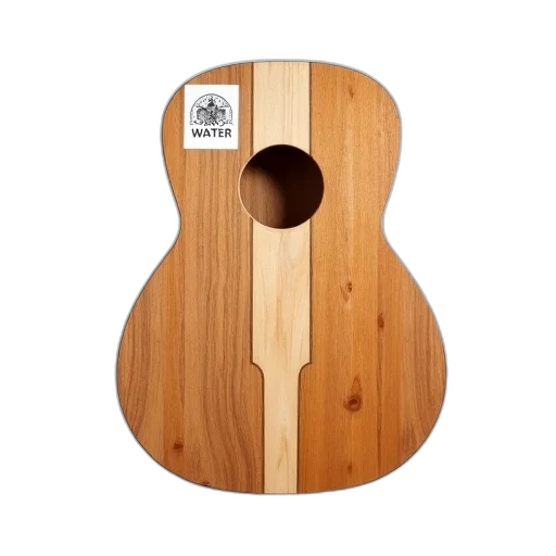 wooden, guitar, body, natural, finish, displayed, white, background transparent PNG cut-out