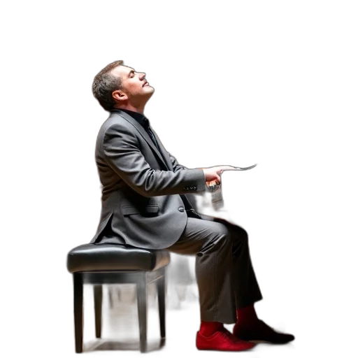 furniture, staff, shoes, concept art, man, gray, suit, red transparent PNG cut-out