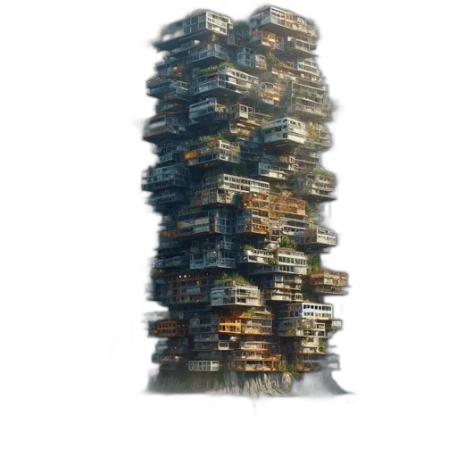 building, furniture, robot, tree, concept art, 3d render, cyberpunk, fantasy art transparent PNG cut-out
