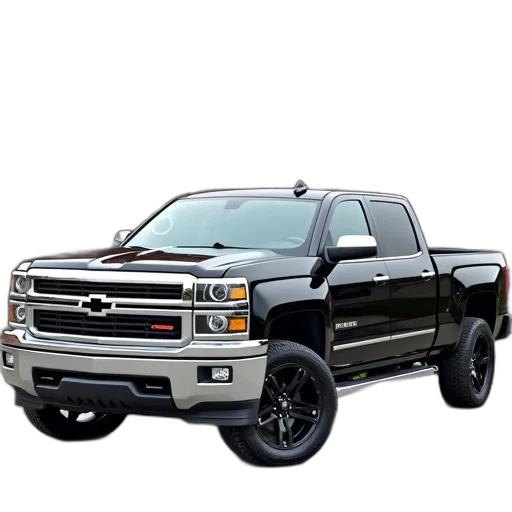 photorealistic, black, chevrolet, pickup, truck, parked, front, brick transparent PNG cut-out
