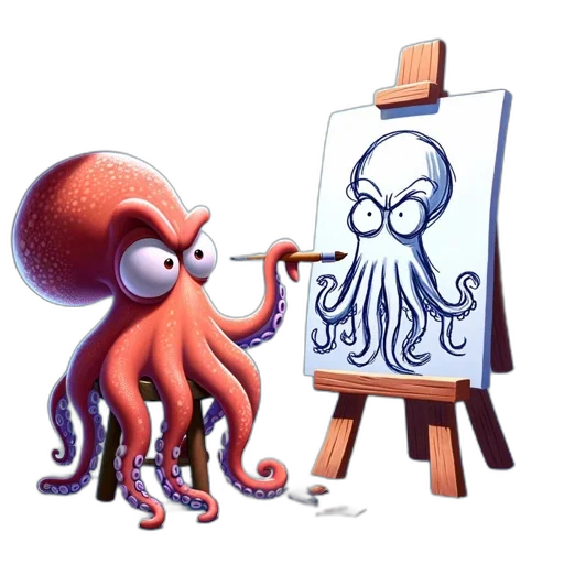 creature, animal, robot, concept art, watercolor, fantasy art, photorealistic, underwater transparent PNG cut-out