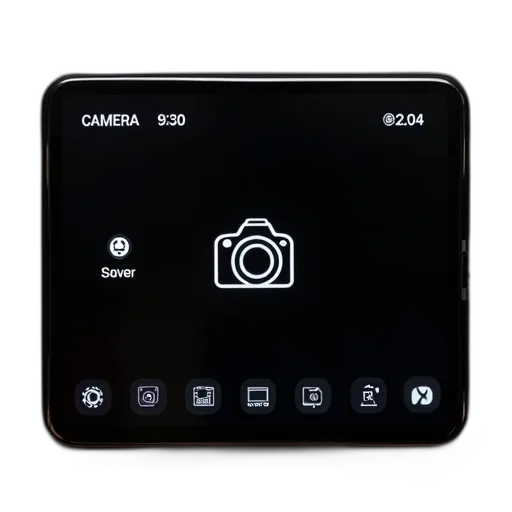 robot, 3d render, photorealistic, black, screen, camera, icon, center transparent PNG cut-out