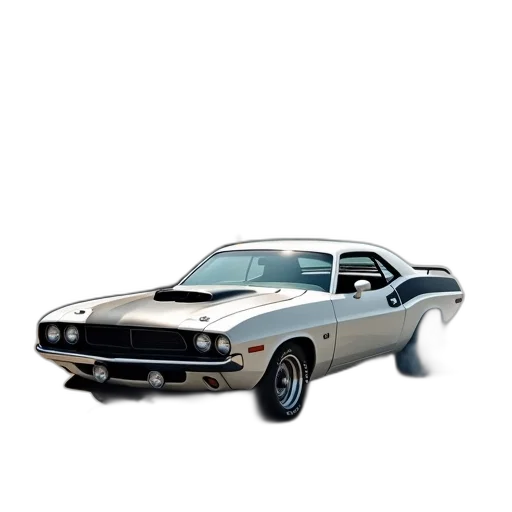 car, photorealistic, 3d render, concept art, black, white, muscle, stripe transparent PNG cut-out