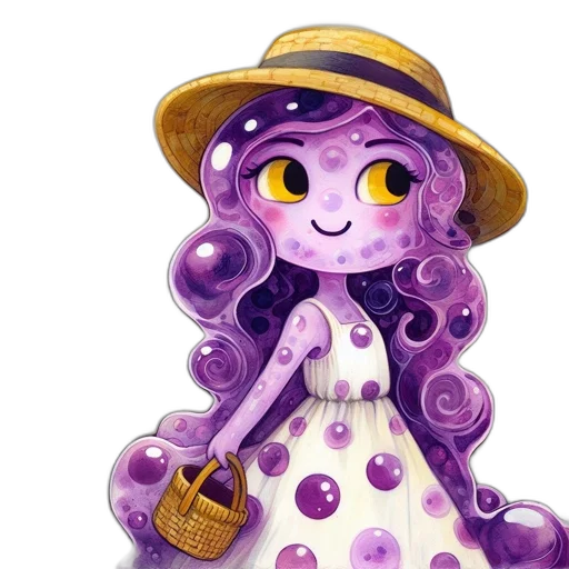 dress, staff, hat, concept art, fantasy art, 3d render, watercolor, cheerful transparent PNG cut-out