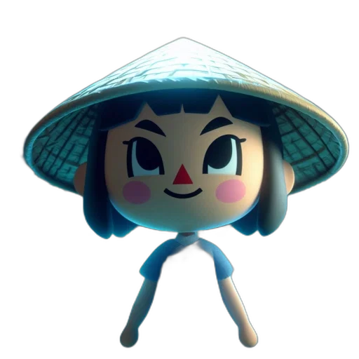 hat, umbrella, staff, mask, 3d render, concept art, pixel art, photorealistic transparent PNG cut-out