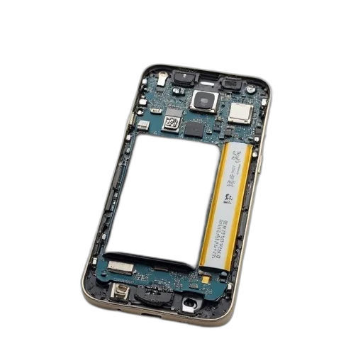 smartphone, back, cover, removed, exposing, internal, components, including transparent PNG cut-out