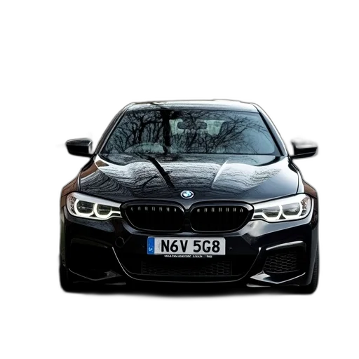 car, photorealistic, 3d render, black, bmw, parked, side, street transparent PNG cut-out