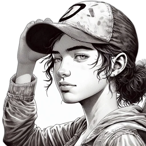 hat, face, jacket, weapon, photorealistic, cartoon, comic book art, pencil sketch transparent PNG cut-out