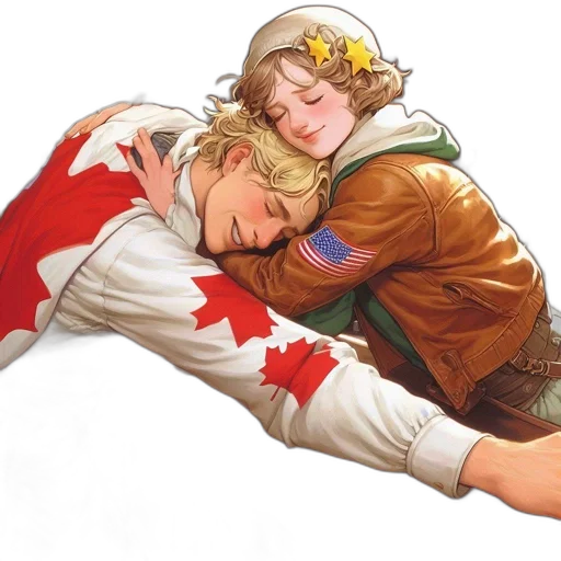 jacket, concept art, comic book art, two, animated, characters, share, relaxed transparent PNG cut-out