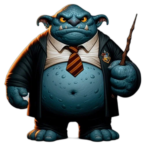 staff, animal, creature, concept art, cartoon, fantasy art, 3d render, blue-skinned transparent PNG cut-out