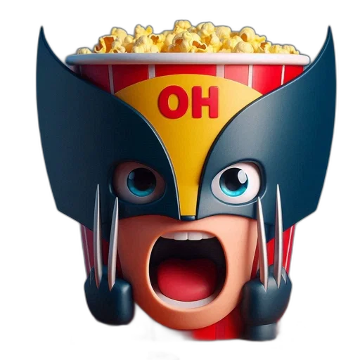 comic book art, 3d render, cartoon, original, whimsical, depiction, popcorn, container transparent PNG cut-out
