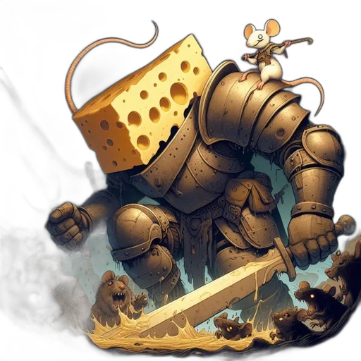 robot, food, concept art, fantasy art, comic book art, 3d render, golden, dimly transparent PNG cut-out
