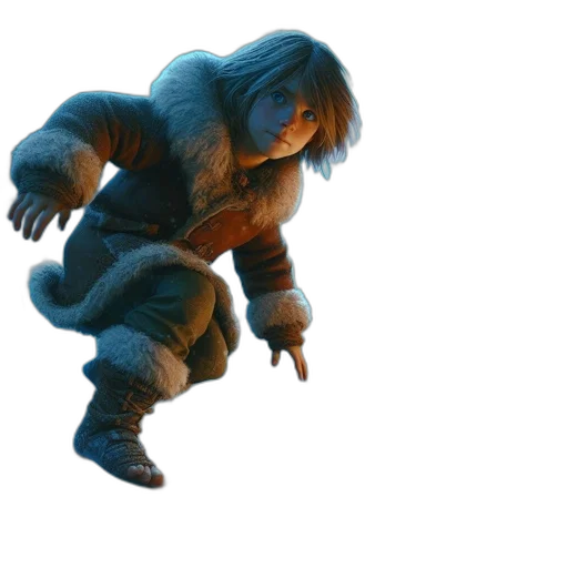 creature, hair, animal, concept art, 3d render, fantasy art, comic book art, blue transparent PNG cut-out