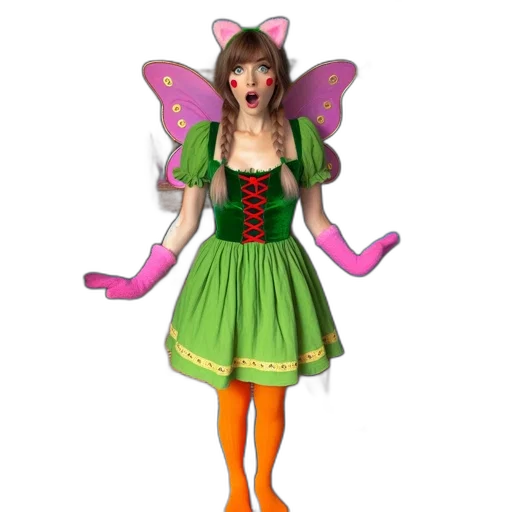 creature, dress, staff, 3d render, concept art, fantasy art, cartoon, woman transparent PNG cut-out
