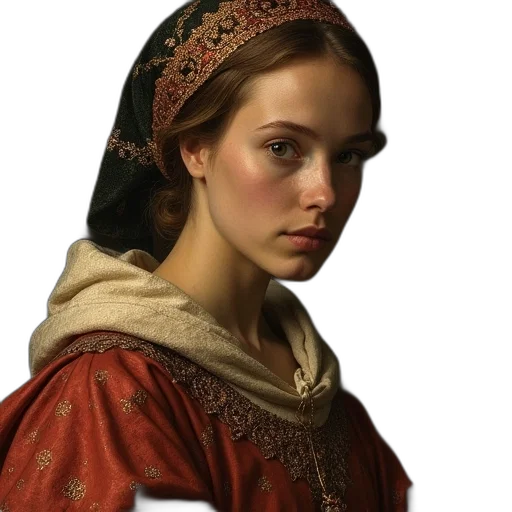 face, crown, dress, hat, photorealistic, oil painting, fantasy art, concept art transparent PNG cut-out