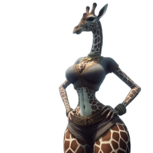 animal, creature, dress, dragon, concept art, 3d render, fantasy art, giraffe-like transparent PNG cut-out
