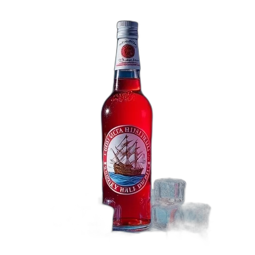 bottle, 3d render, red, silver, cap, white, label, featuring transparent PNG cut-out