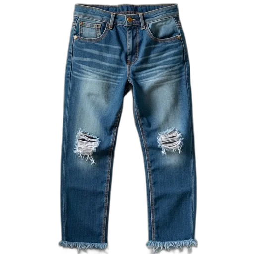 jacket, pair, blue, jeans, ripped, knee, frayed, hem transparent PNG cut-out