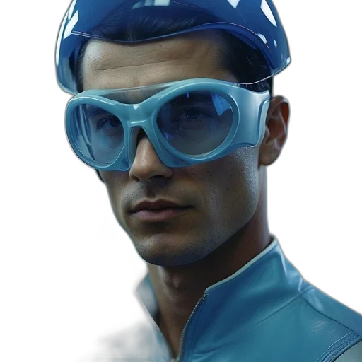 face, mask, staff, robot, concept art, cyberpunk, photorealistic, vaporwave transparent PNG cut-out
