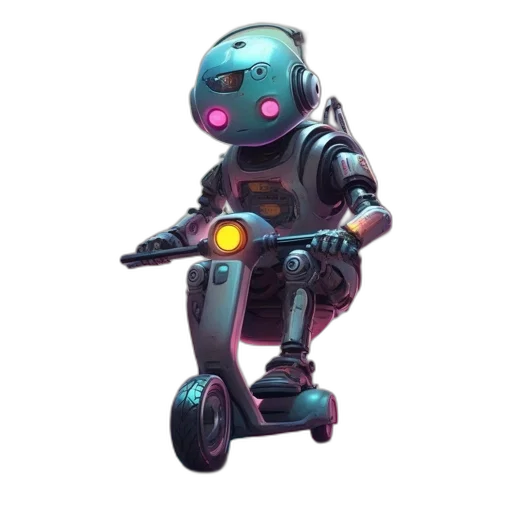 robot, weapon, concept art, 3d render, cyberpunk, pixel art, pink-eyed, head transparent PNG cut-out