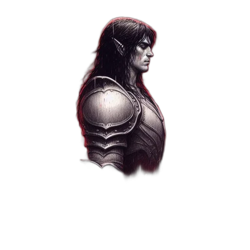 face, sword, dragon, hair, fantasy art, concept art, comic book art, pixel art transparent PNG cut-out