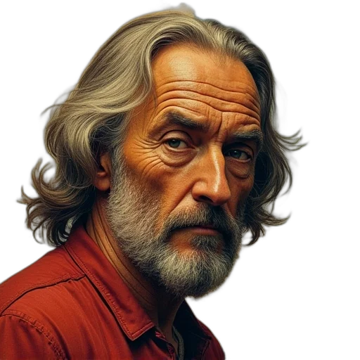 face, hair, jacket, staff transparent PNG cut-out