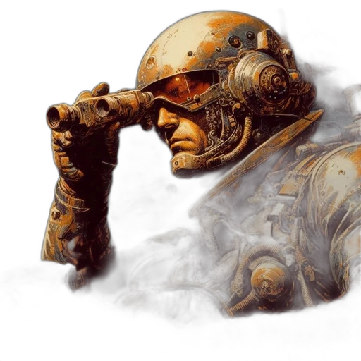 robot, weapon, face, concept art, fantasy art, photorealistic, cyberpunk, outer space transparent PNG cut-out