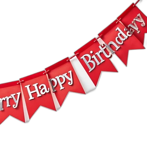 close-up, red, white, happy, birthday, banner, border, silver transparent PNG cut-out