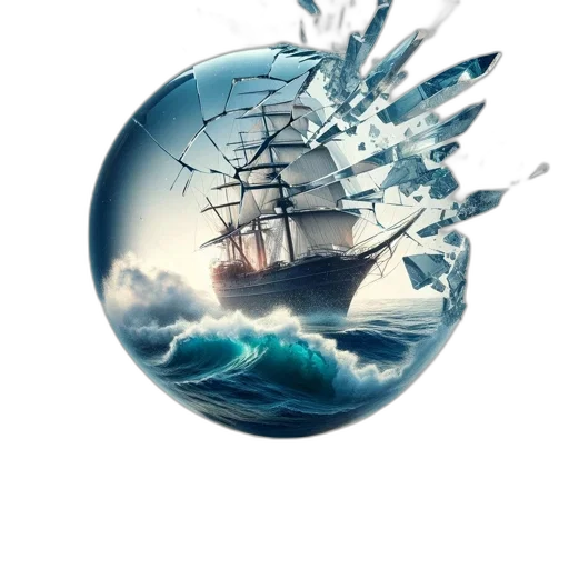 fantasy art, concept art, photorealistic, watercolor, underwater, large, ship, depicted transparent PNG cut-out